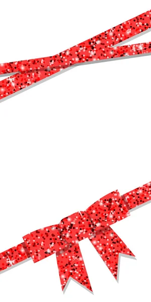 Bordure Ruban Rouge Paillettes Rouges Pour Carte Vœux — Image vectorielle