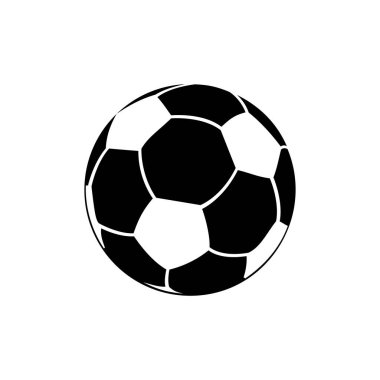 Futbol topu, beyaz arkaplanda izole edilmiş siyah vektör simgesi.