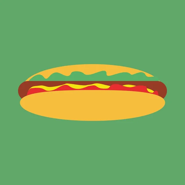 Hot Dog Ícone Vetorial Simples Fundo Colorido — Vetor de Stock