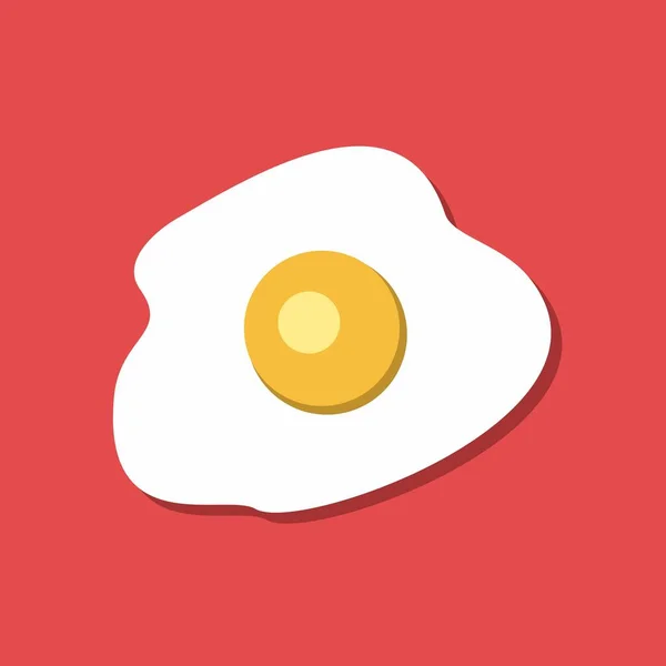 Τηγανητό Αυγό Απλή Διανυσματική Απεικόνιση Ενός Αυγού Κόκκινο Φόντο — Διανυσματικό Αρχείο