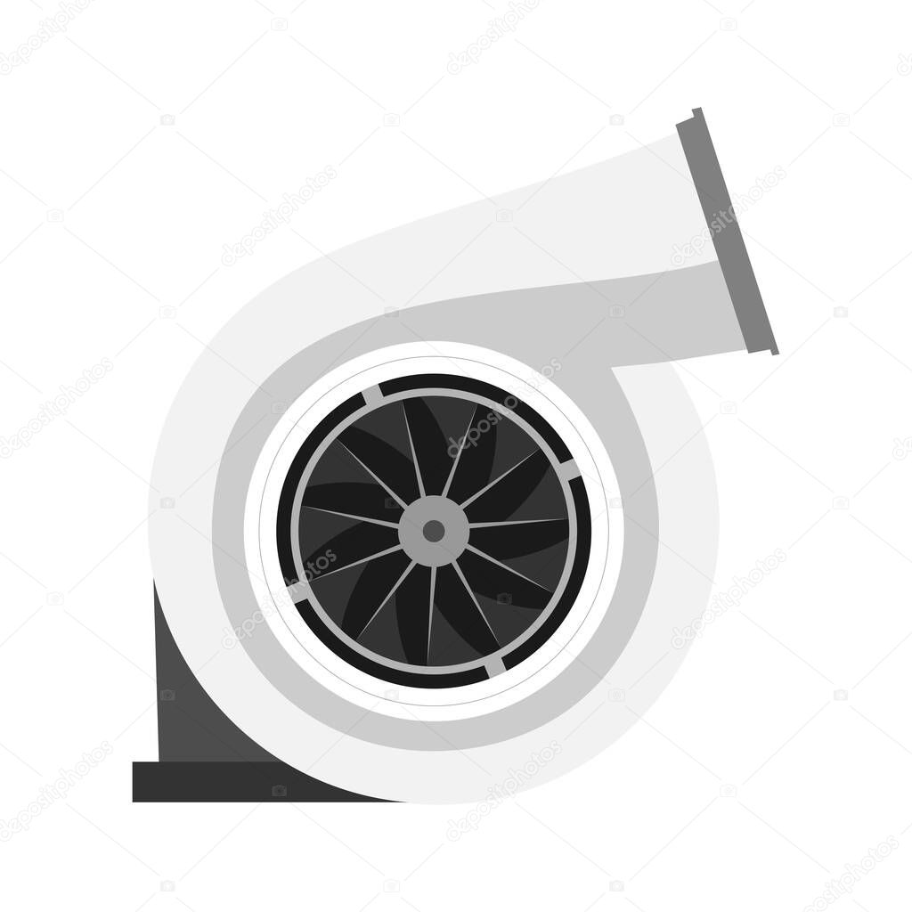 Turbocharger, color vector illustration isolated on white background.