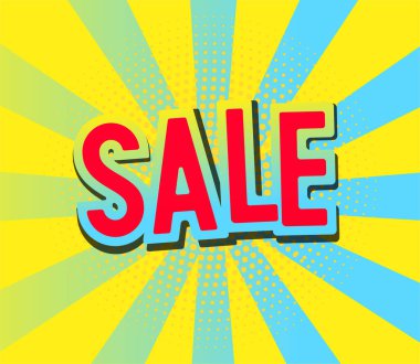  Pop-art tarzında indirimli, vektör illüstrasyonu.