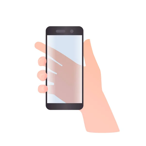 Hand Hand Mit Einem Smartphone Glasform Vektor Illustration Isoliert Auf — Stockvektor