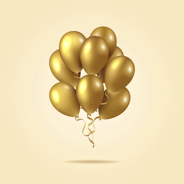 Złote Balony Realistyczne Balony Odizolowane Tle Ilustracja Wektorowa Dla Kart — Wektor stockowy