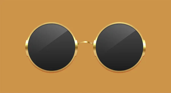Svarta Guldfärgade Solglasögon Ircle Solglasögon Realistisk Vektor Illustration — Stock vektor