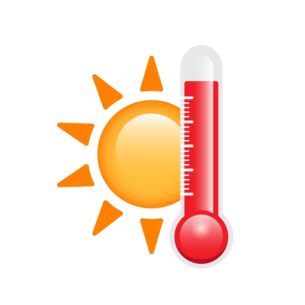 Thermometer Zon Warm Weer Hoge Temperatuur Illustratie Vectorillustratie — Stockvector