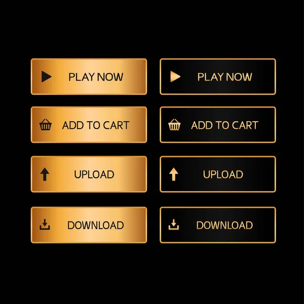 Χρυσά Κουμπιά Για Την Ιστοσελίδα Πολυτελή Κουμπιά Για Web Design — Διανυσματικό Αρχείο