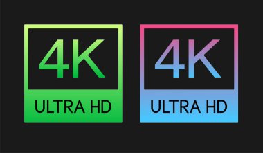 4k ultra HD, renkli rozetler. 4K video çözünürlüğü, vektör çizimi.