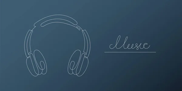 Los Auriculares Dibujan Con Una Sola Línea Ilustración Abstracta Del — Vector de stock