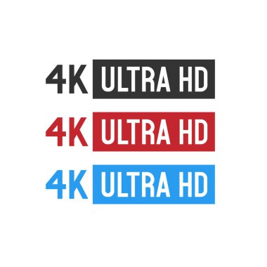 4k ultra HD, renkli çıkartma. 4K video çözünürlüğü, vektör çizimi.
