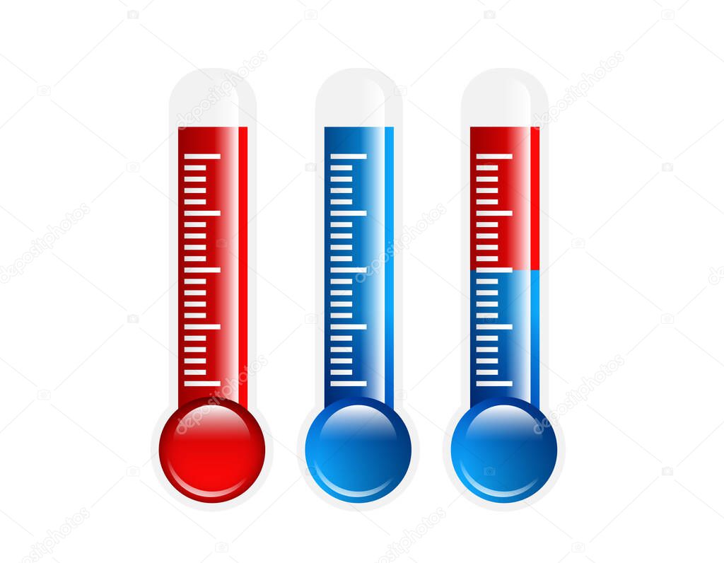 A set of thermometers. Vector illustration isolated on white background.