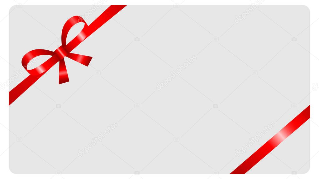 Blank background tied with a red ribbon with a bow. Vector illustration.
