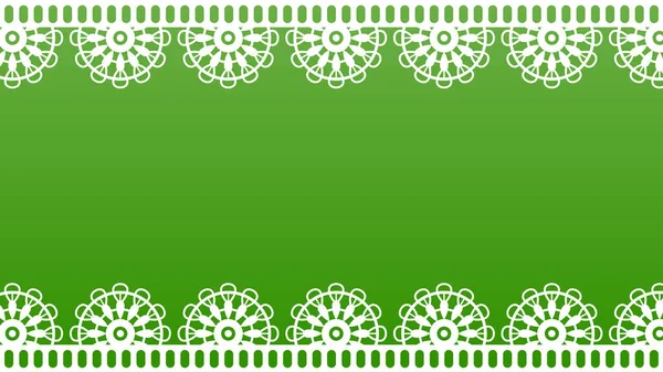Fondo Verde Bordato Pizzo Bianco Sfondo Bianco Con Pizzo Illustrazione — Vettoriale Stock