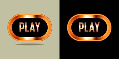 Altın düğmeye bas. VIP lüks düğme oyunu. Vektör illüstrasyonu.