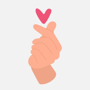  Kore kalp şekli. Kore Kalp Sembolü. El ve kalp. Vektör düz resimleme.