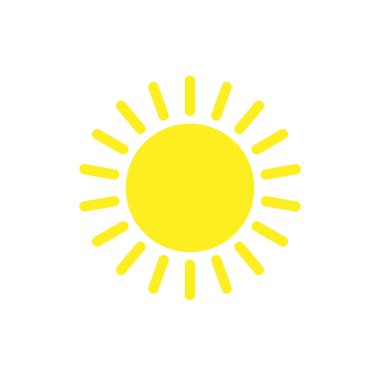 Güneşi. Düz vektör çizimi beyaz arkaplanda izole edildi. Hava tahminleri için resim.