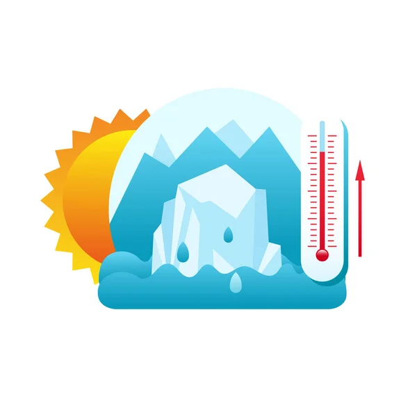 Ghiacciaio Che Scioglie Illustrazione Informazioni Sul Riscaldamento Globale Illustrazione Vettoriale — Vettoriale Stock