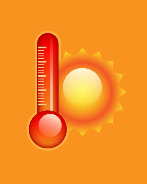 Extrem Värmebanderoll Röd Termometer Och Sol Vektor Illustration — Stock vektor