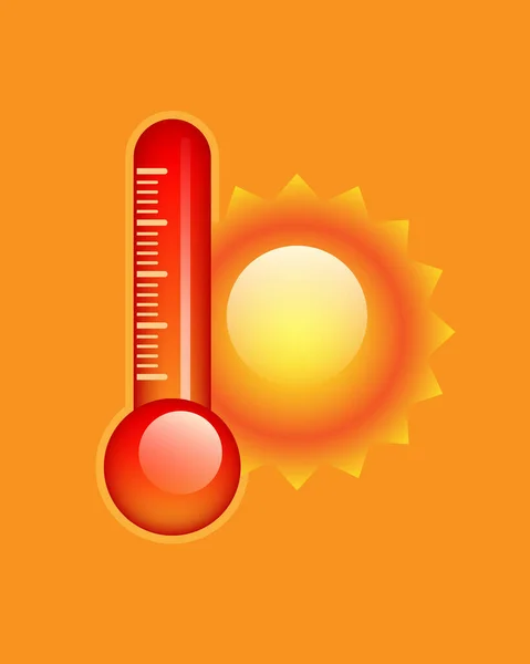 Extreme Heat Banner Red Thermometer Sun Vector Illustration — Stock Vector