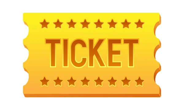 Ticket Vector Goldenes Ticket Isoliert Auf Weißem Hintergrund — Stockvektor