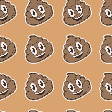 Kaka izi yok. Bej arka planda vektör kakası. Duygusal gülümseme kakası, düz çizim..