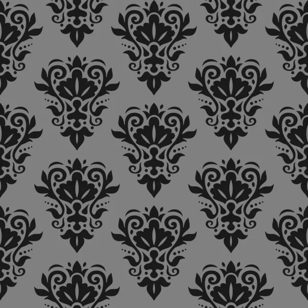 Damask Seamless Pattern Decorative Wallpaper Damask Trendy Ornament Black Floral — Stock Vector