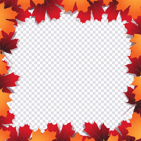 Rámeček Podzimního Listí Rám Javorového Listu Prázdný Vektorový Rámec Průhledném — Stockový vektor
