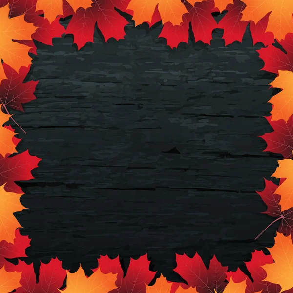 Rámeček Podzimního Listí Rám Javorového Listu Žluté Červené Listy Šedém — Stockový vektor