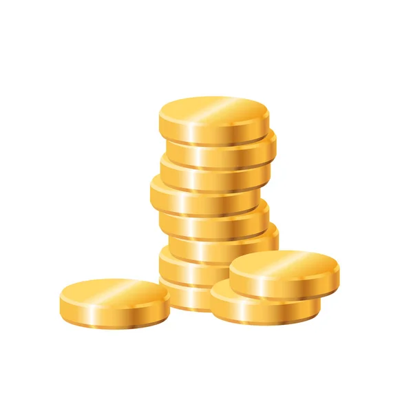 Pilha Moedas Ouro Moedas Ouro Vector Dinheiro Tridimensional Isolado Fundo —  Vetores de Stock