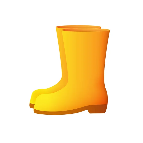 Żółte Gumowe Buty Buty Vector Deszczową Pogodę Ilustracja Wektora Izolowana — Wektor stockowy