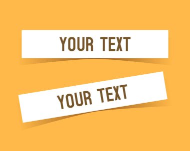 Metin yerleştirme için boş kağıt şeritleri. Turuncu arka planda gölgesi olan çizgili desen. Vektör illüstrasyonu.