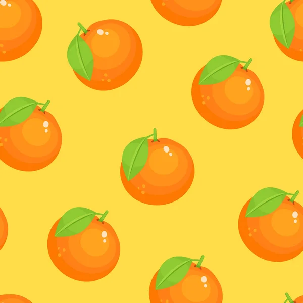 Turuncu, pürüzsüz desen. Yeşil yapraklı turuncu ve sarı arka planda. Vektör deseni.
