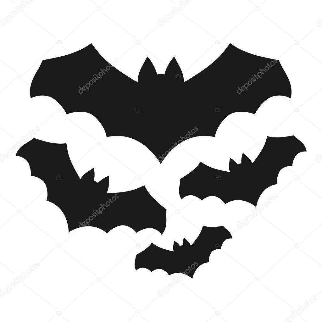  Bat. Vector flat illustration. Silhouette of a bat.