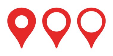 Kırmızı harita iğne simgesi. Vektör düz simgesi beyaz arkaplanda izole edildi.