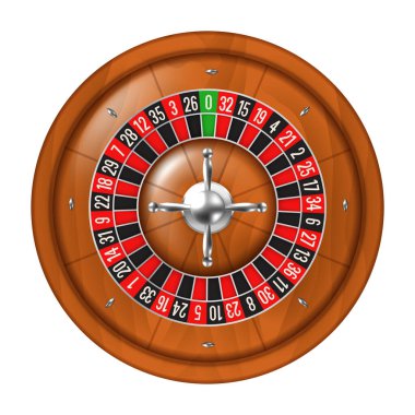 Rulet tekerleği 3D ikonu. Beyaz arkaplanda vektör ortamı izole edildi.