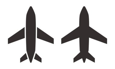 Uçak ikonu ayarlandı. Beyaz arkaplanda izole edilmiş vektör düz simgesi.