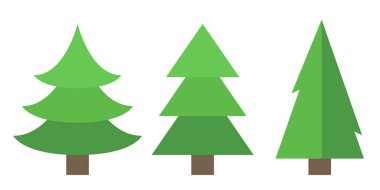 Spruce düz simgeler. Noel ağacı. Beyaz arkaplanda izole edilmiş vektör klip sanatı.