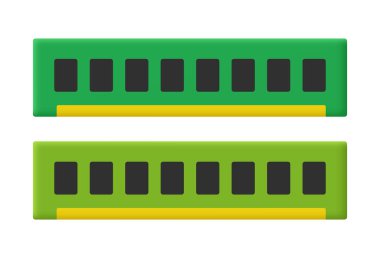 RAM 3D simgesi. Beyaz arkaplanda izole edilmiş vektör klip sanatı.