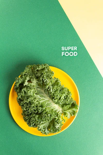 Kale super food clean eating on a green background