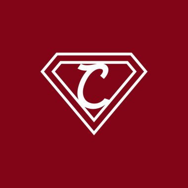 C 'nin koyu kırmızı beyaz ilk harf üçgen şekil tasarımı