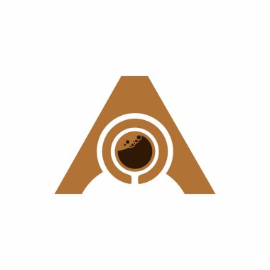 Kahverengi logo vektör şablonunun içinde kahve şeklinde bir harf