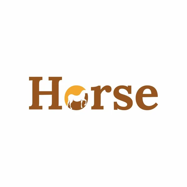 Paard Tekst Met Paard Vorm Binnenkant Logo Vector Template — Stockvector