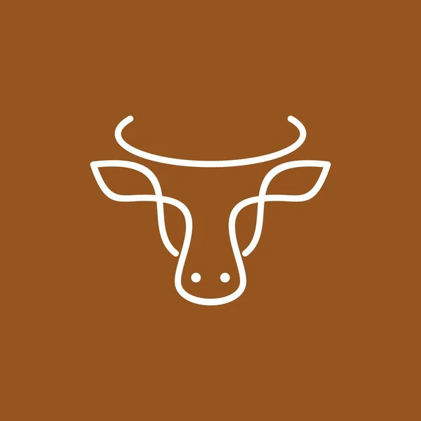 Estilo Linha Modelo Vetor Logotipo Cabeça Touro —  Vetores de Stock