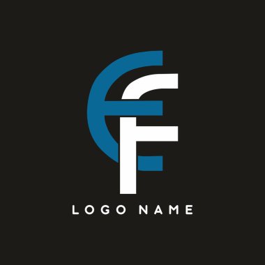 Ticari markalaşma için EF harf vektör logo şablonu mavi beyaz