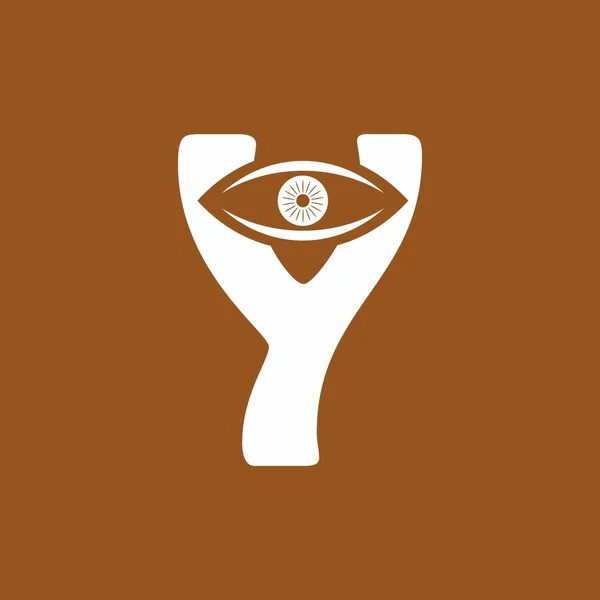 Branco Marrom Letra Com Modelo Logotipo Olho Para Seu Propósito — Vetor de Stock