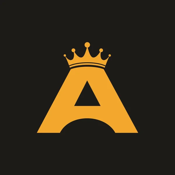 Carta Ouro Inicial Com Modelo Logotipo Vetor Coroa Para Marca — Vetor de Stock
