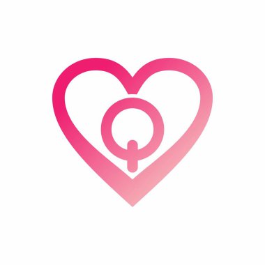 Pembe aşk işareti logosunda Q harfi