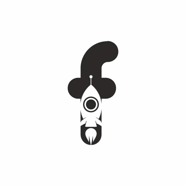 Letra Inicial Com Design Logotipo Forma Foguete — Vetor de Stock