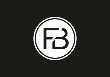 Siyah beyaz FB ilk harf logosu tasarımı