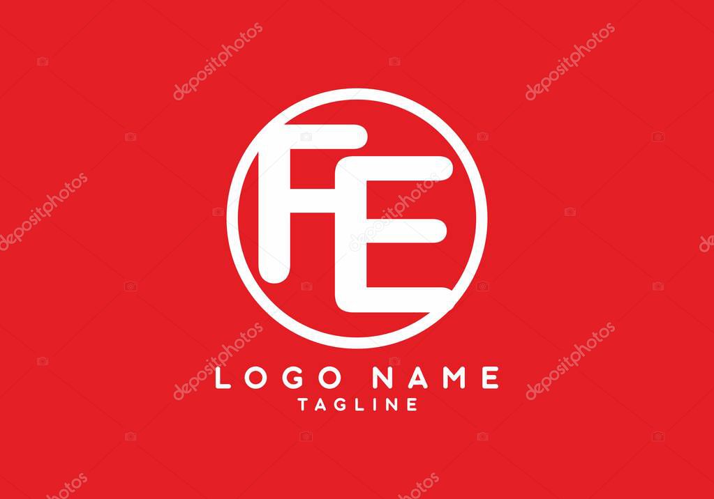 White red FE initial letter logo design